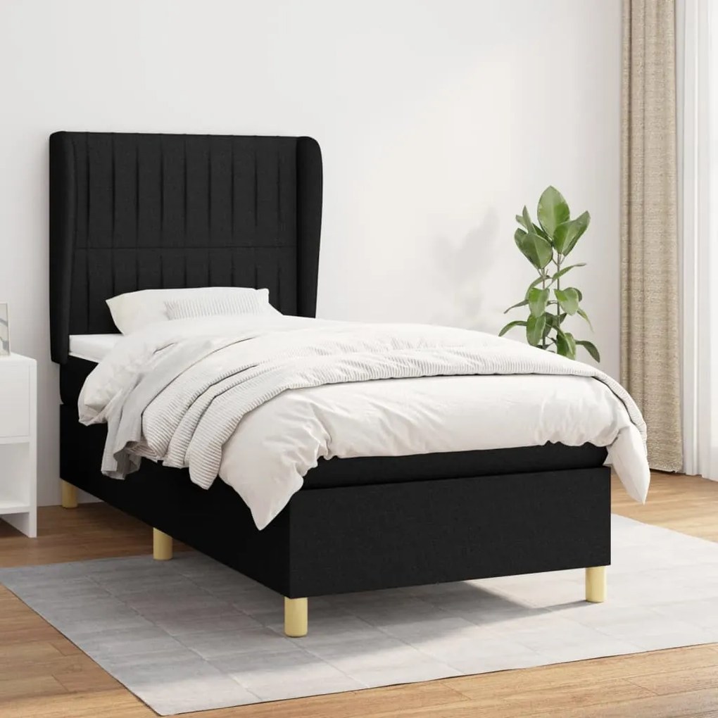 Giroletto A Molle Con Materasso Nero 90x200 Cm İn Tessuto /