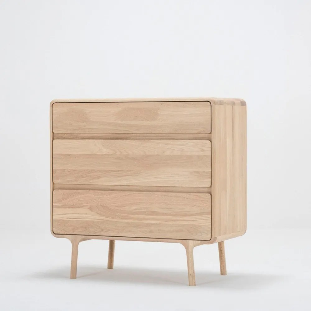 Cassettiera in rovere massiccio con 3 cassetti Fawn - Gazzda