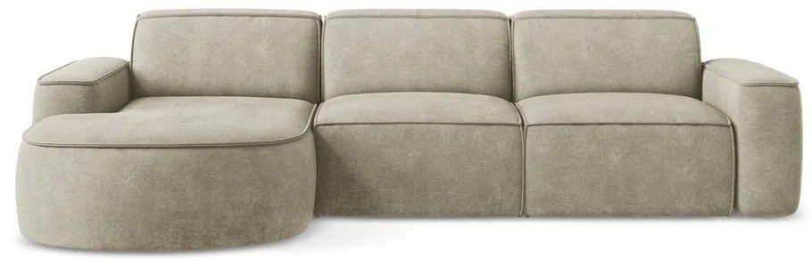 Divano angolare beige (con penisola a sinistra/con chaise lounge) con rivestimento in ciniglia Omao – Makamii