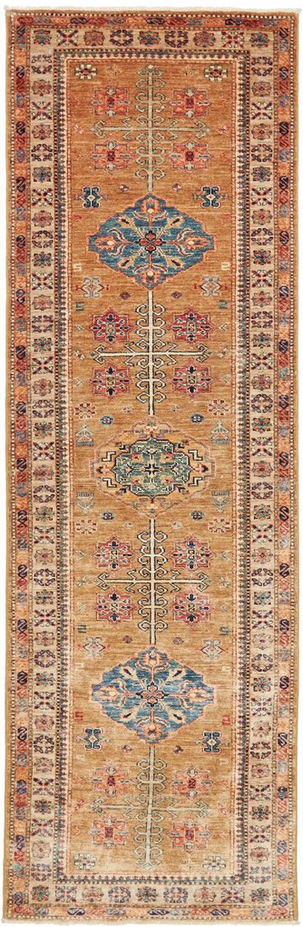 Kazak Tappeto 250x80 Marrone (Pakistan) Annodato A Mano