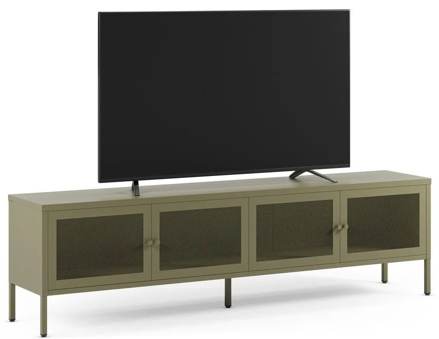 Mobile TV verde in metallo 160x50x35 cm Fayna – Marckeric