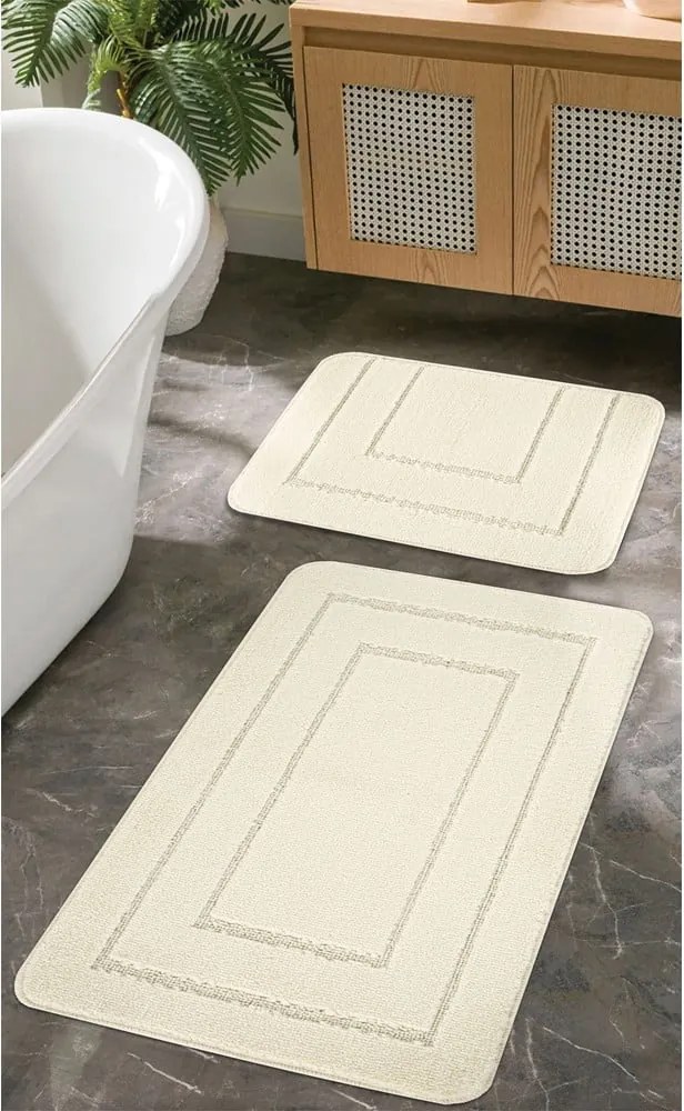Set di tappetini per il bagno color crema 2 pz 50x80 cm Cerceve – Foutastic
