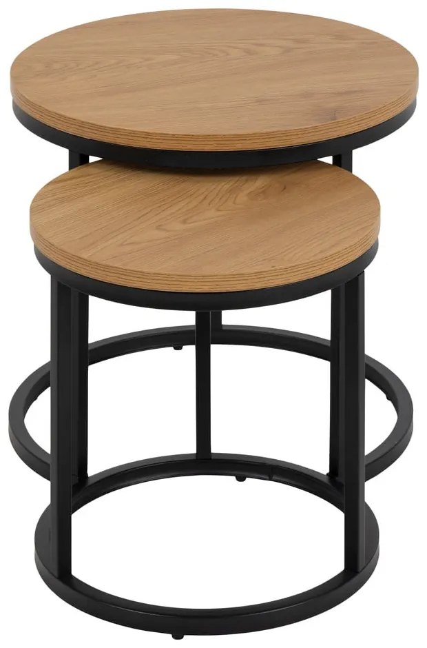 Set di tavolini rotondi con piano effetto rovere 2 pz ø 45 cm Spiro - Actona