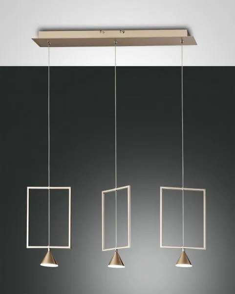 Sirio rectangular sospensione oro opaco 3 luci 3390-49-225