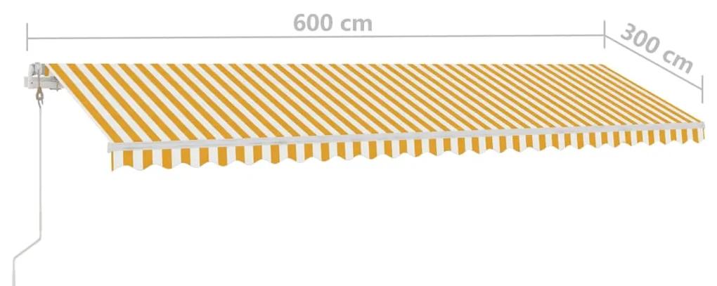 Tenda da Sole Autoportante Automatica 600x300 cm Gialla Bianca