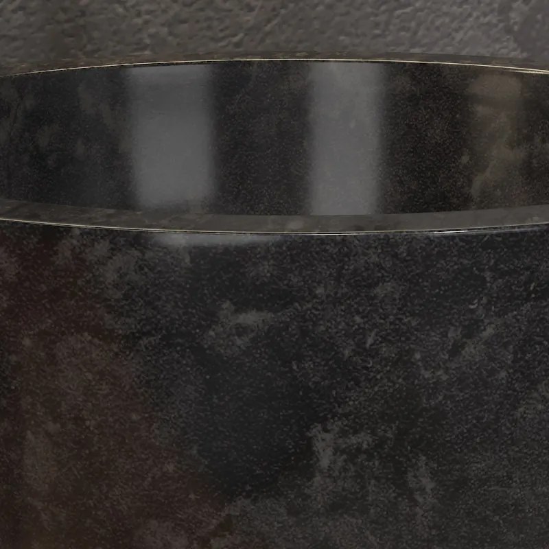 Lavabo bagno design a ciotola in marmo nero 40cm | Litos-LN40 - KAMALU