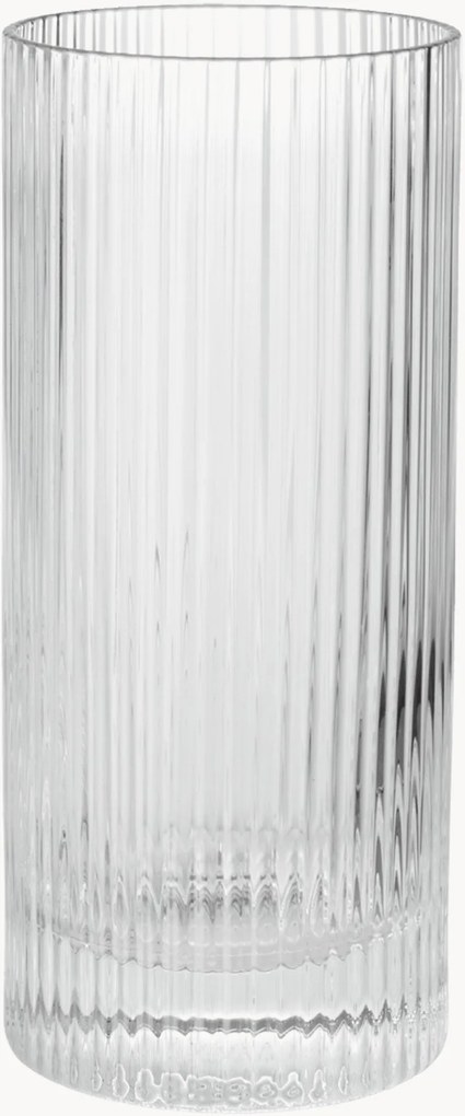Set di 2 bicchieri da long drink in vetro soffiato con scanalatura in rilievo Ripple, 480 ml