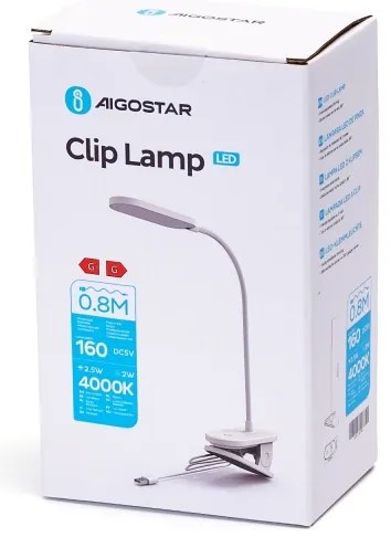 Aigostar - Lampada da tavolo LED dimmerabile con clip LED/2,5W/5V bianco