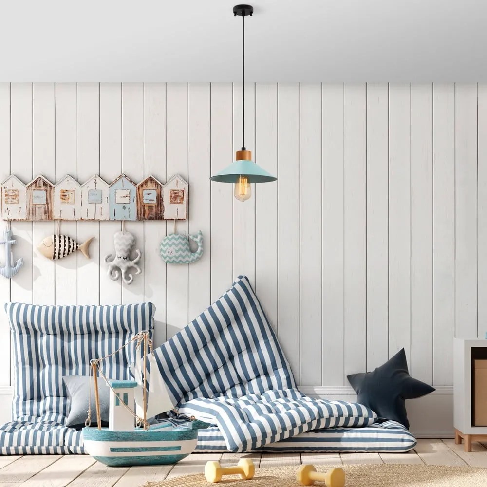 Lampadario turchese/di colore naturale con paralume in metallo ø 24 cm Manavgat – Opviq lights