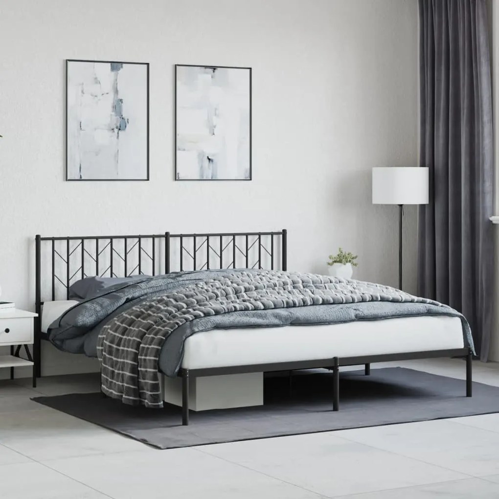Giroletto Con Testiera İn Metallo Nero 183x213 Cm /