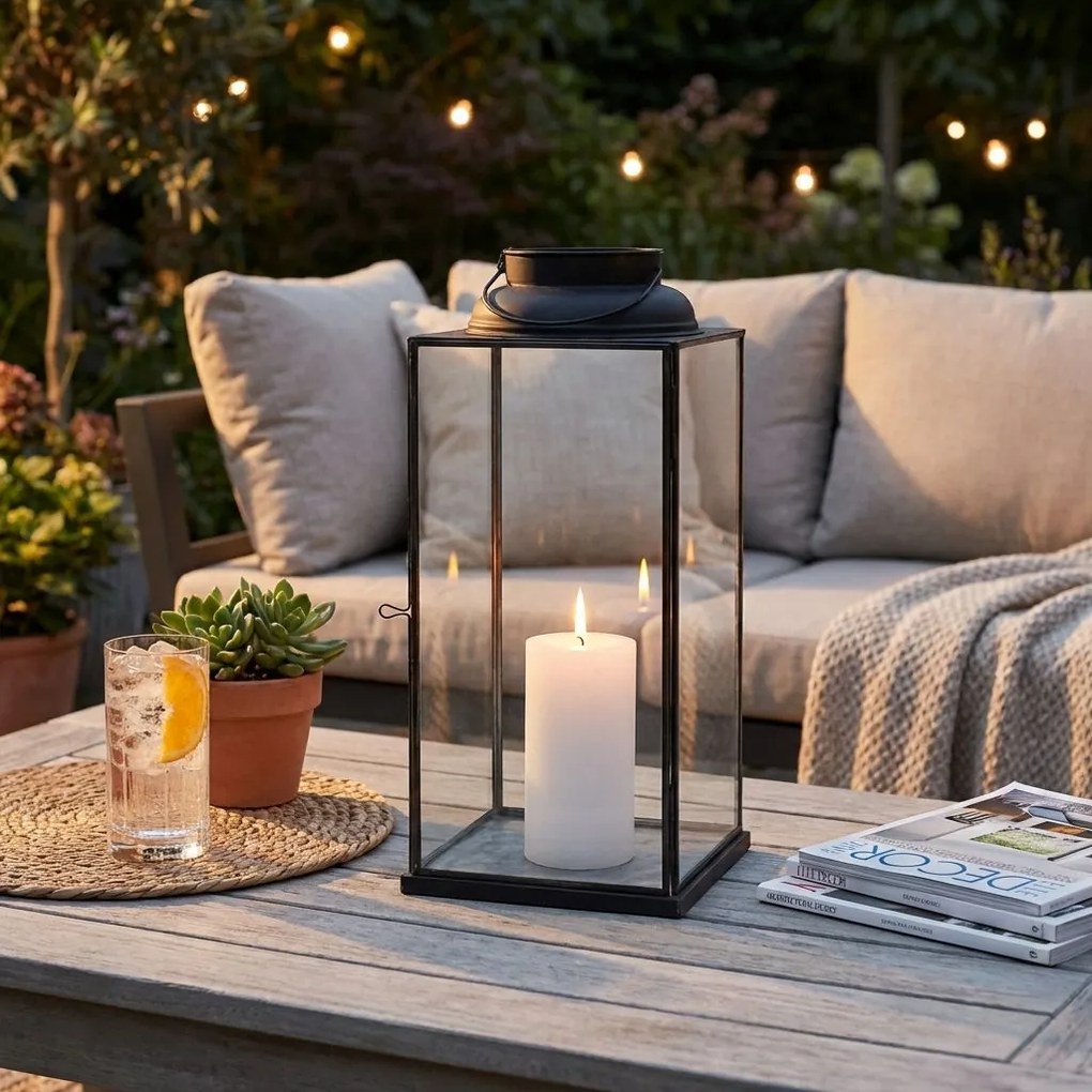 CAROLINE - lanterna in vetro e acciaio