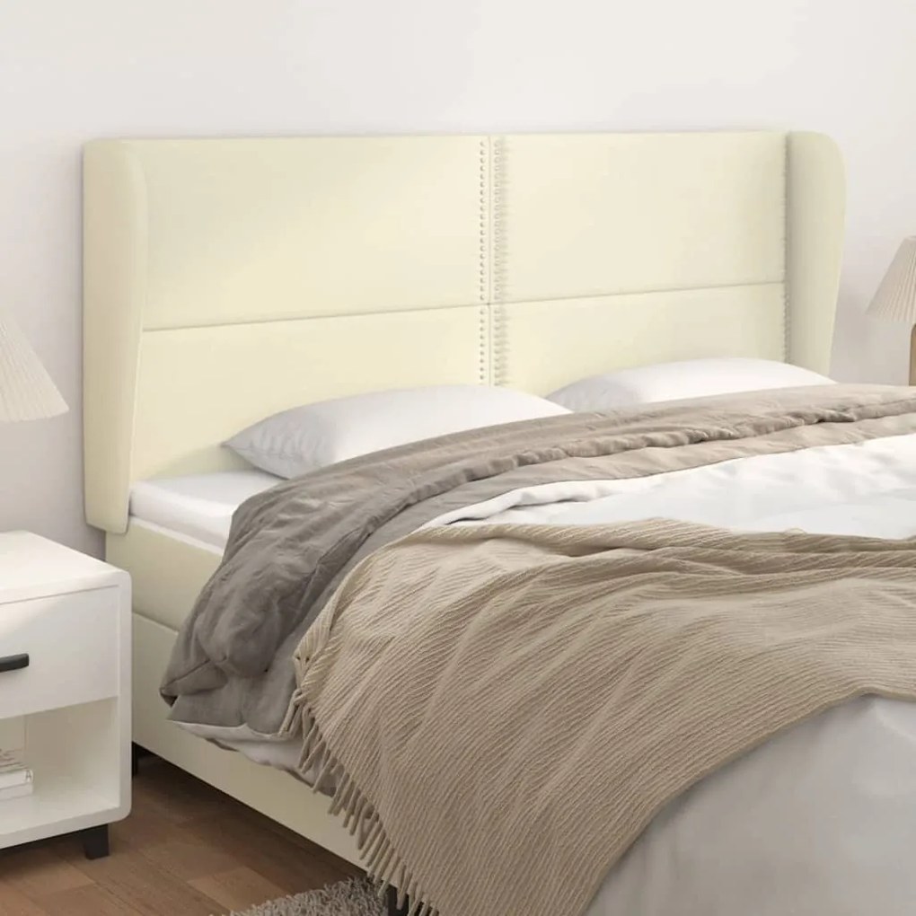 Testiera Ad Orecchio Crema 163x23x118/128 Cm İn Similpelle /