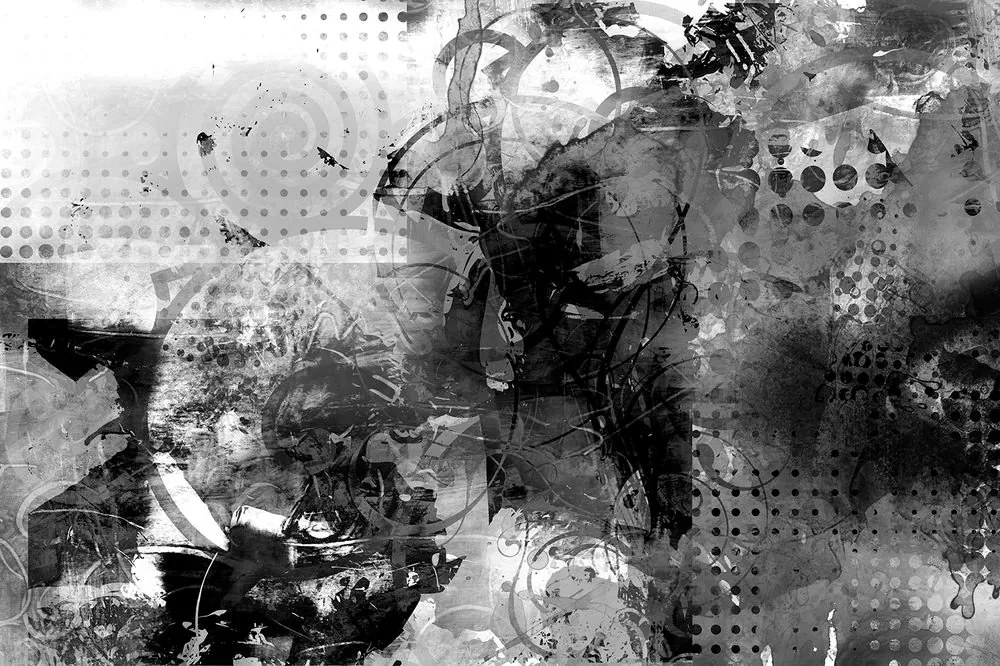 Carta da parati autoadesiva – Pittura grafica in bianco e nero