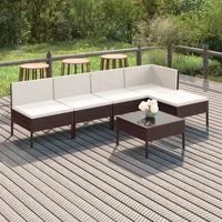 Set Divani da Giardino 6 pz con Cuscini in Polyrattan Marrone cod mxl 38331