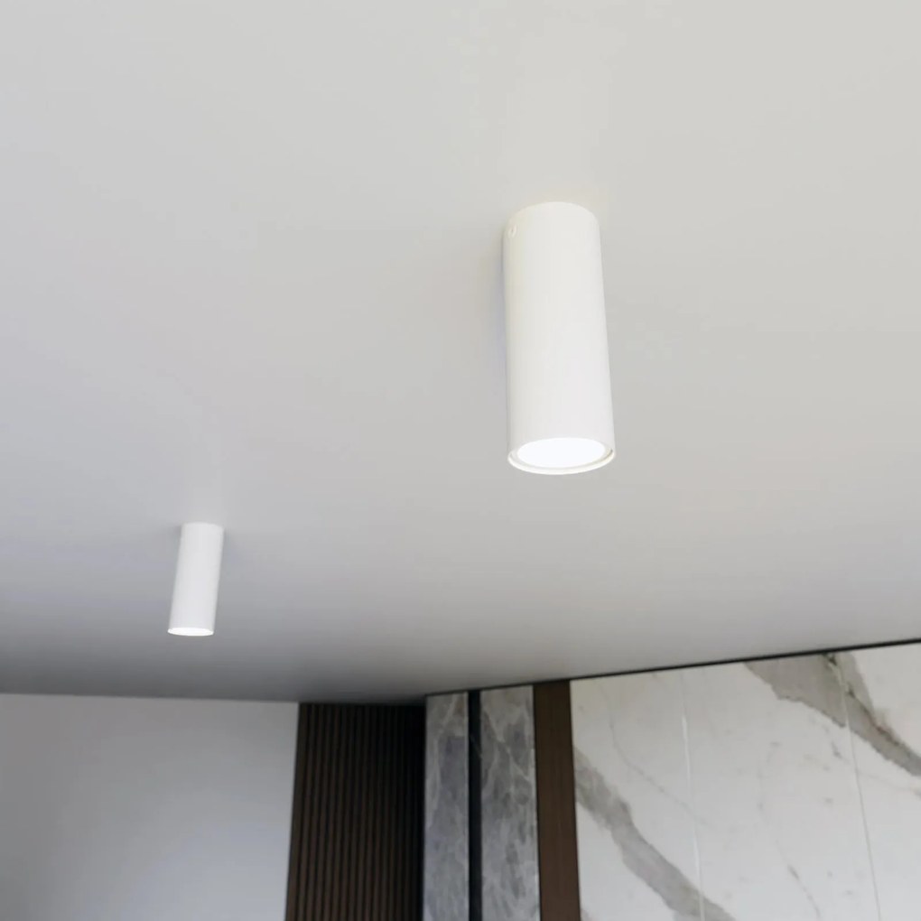 Plafoniera Moderna Faretto Tecno 1 Luce Acciaio Bianco 15 Cm