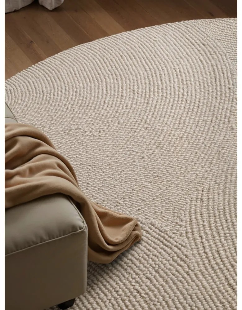 Tappeto rotondo colore naturale chiaro in lana tessuto a mano ø 150 cm Eleni Natural White – Hanse Home