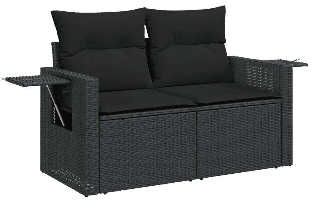 Set divani da giardino con cuscini 8 pz nero in polyrattan