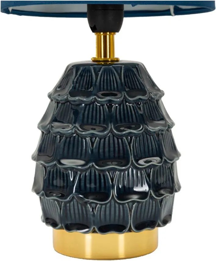 Lampada da tavolo blu in ceramica con paralume in tessuto (altezza totale 30,5 cm) Pigny – Mauro Ferretti