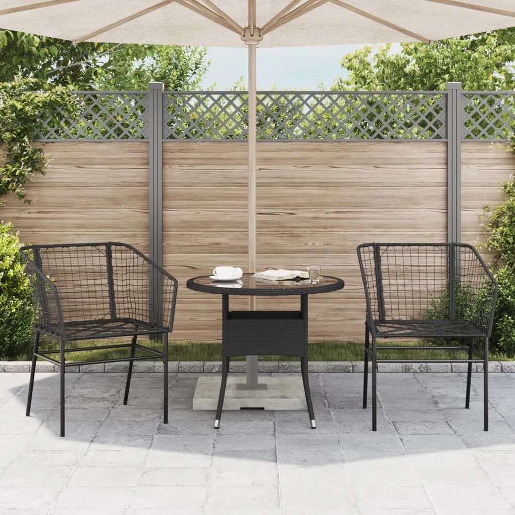 Sedie da giardino set 2 pz polyrattan nero