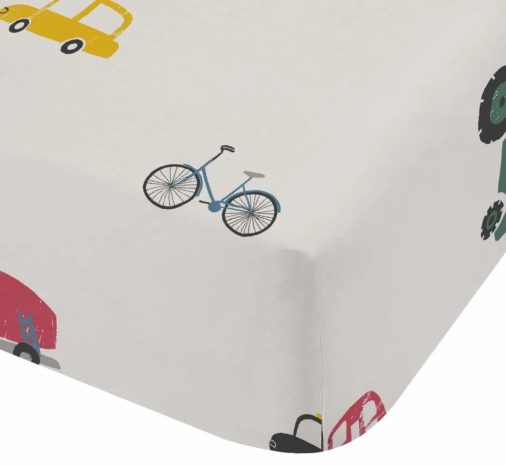 Lenzuolo con angoli per bambini bianco in cotone per letto singolo 90x190 cm Transport – Bianca