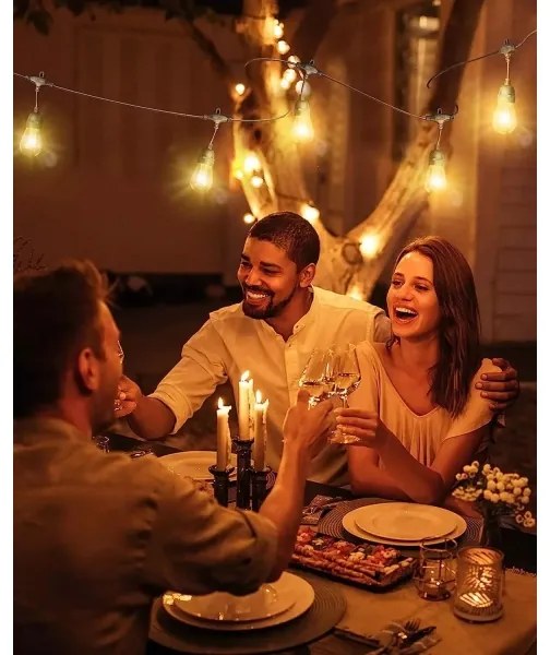 Catena decorativa da esterno LED BAJA ST64 20xE27/1W/230V 20,9m IP44 bianco caldo