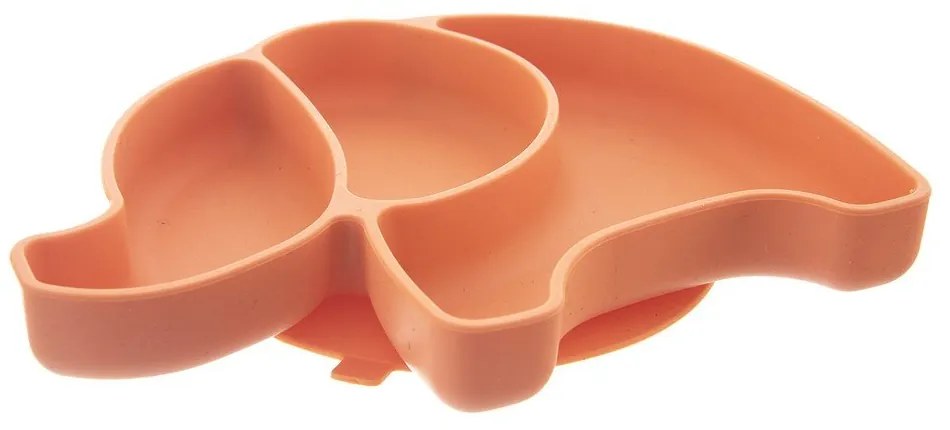 Piatto per bambini arancione in silicone 18x23 cm Elephant – Orion