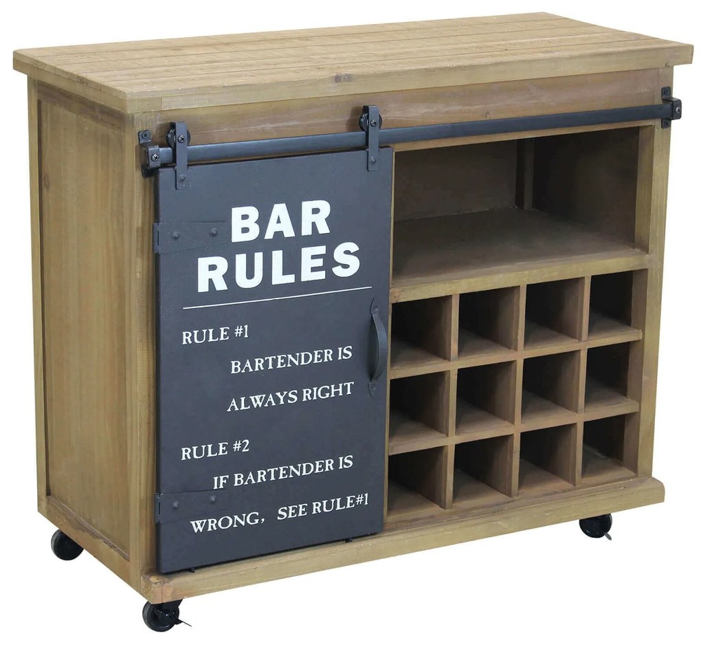 COLETTE - madia industrial in acciaio con portabottiglie