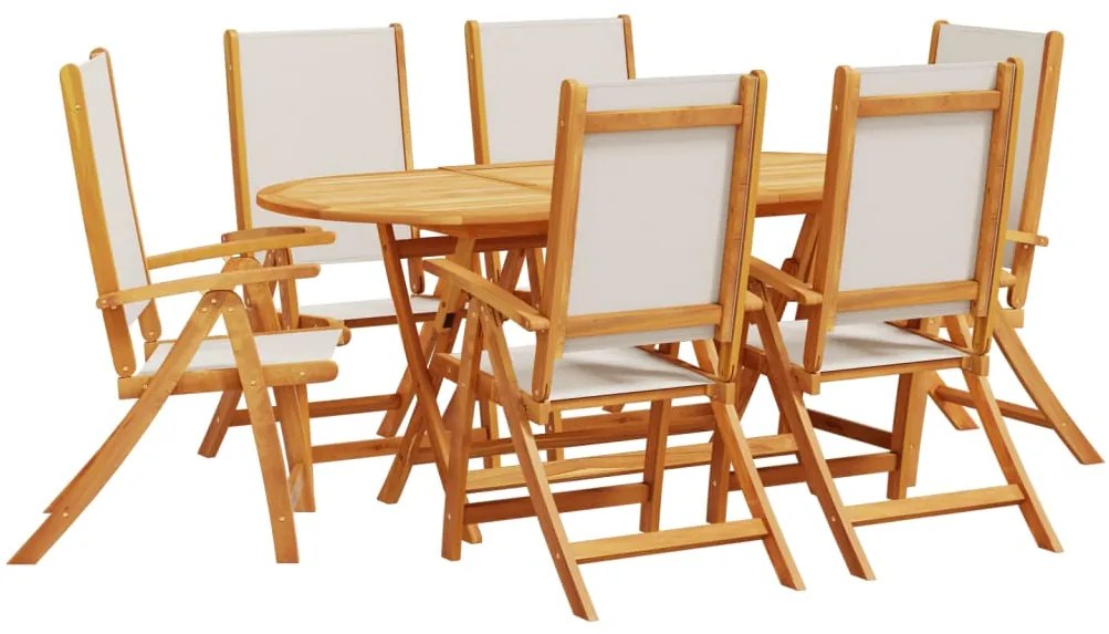 Set pranzo da giardino 7pz legno massello di acacia e textilene