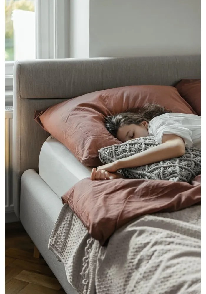 Letto matrimoniale imbottito beige con contenitore con rete inclusa 160x200 cm Lotte – Meise Möbel