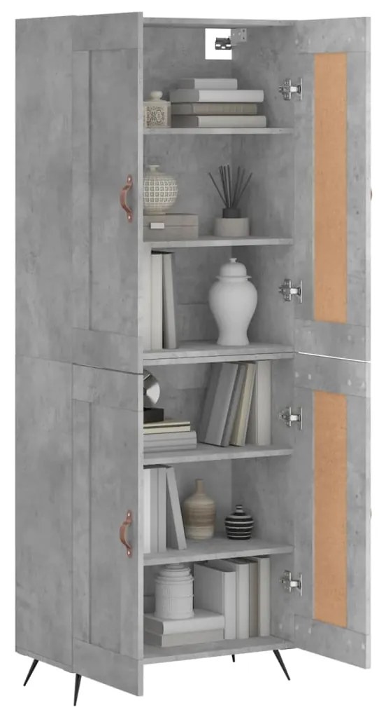 Credenza Grigio Cemento 69,5x34x180 cm in Legno Multistrato