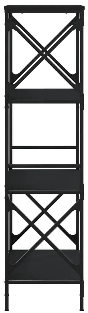 Libreria a 4 ripiani nera 59x35x132 cm in legno multistrato