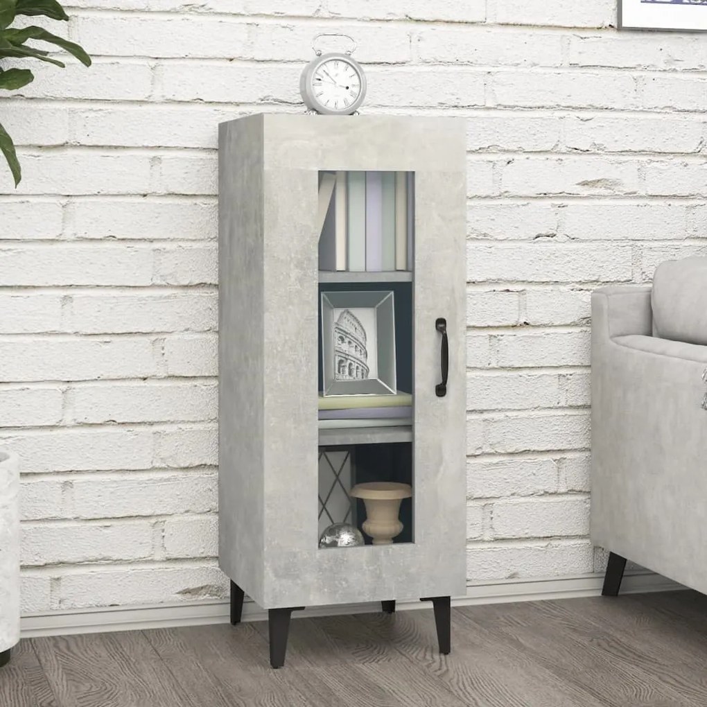 Credenza grigio cemento 34,5x34x90 cm in legno multistrato