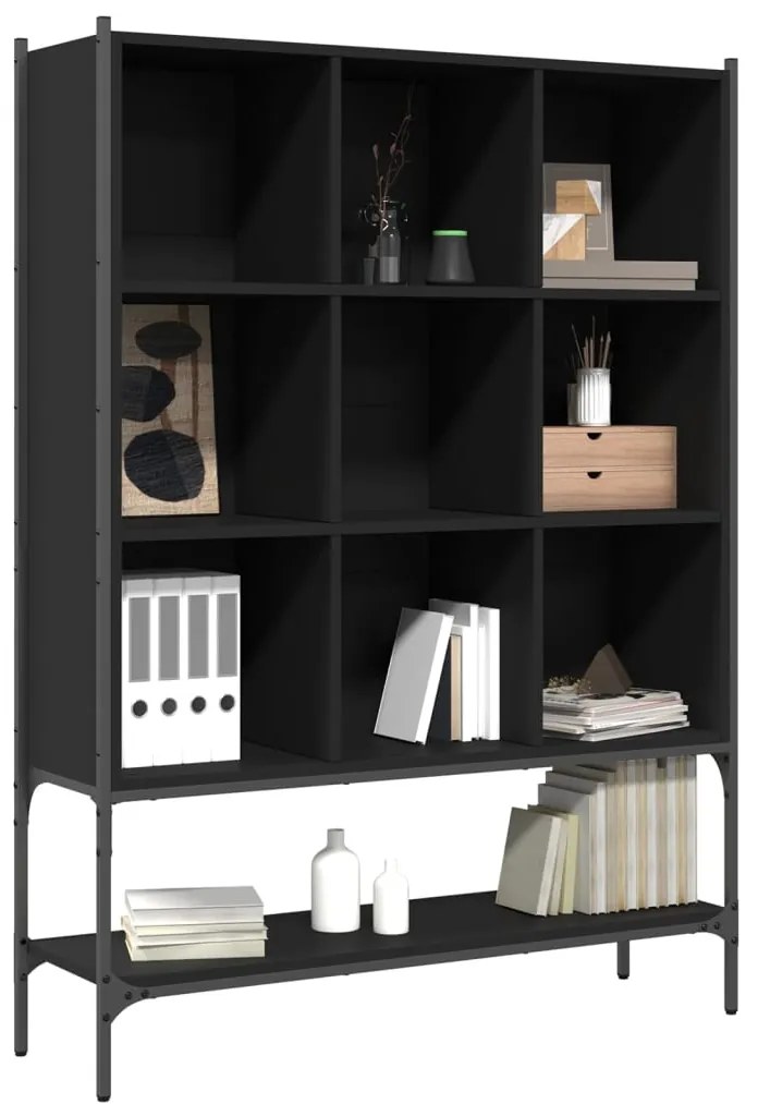 Libreria Nera 102x30x141,5 cm in Legno Multistrato