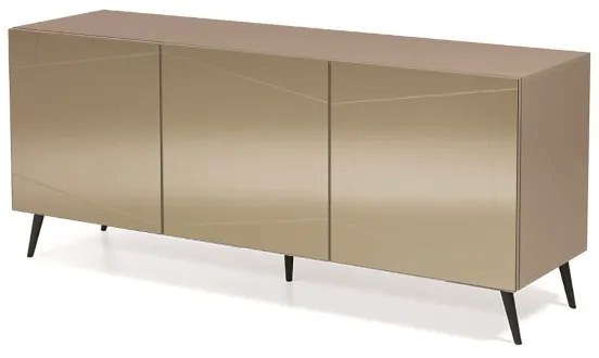 Madia credenza a 3 ante in vetro specchio bronzo scocca tortora e 5 piedini ISIDE