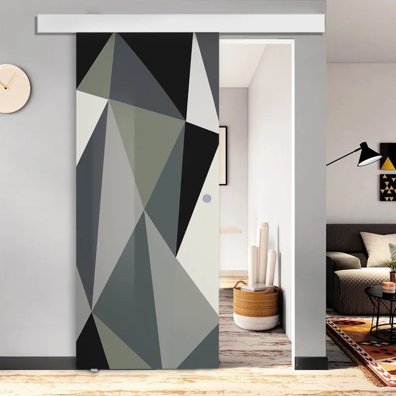 Porta scorrevole Carpet 3 in vetro multicolore, L 88 x H 215 cm, con binario Atelier bianco Sinistra