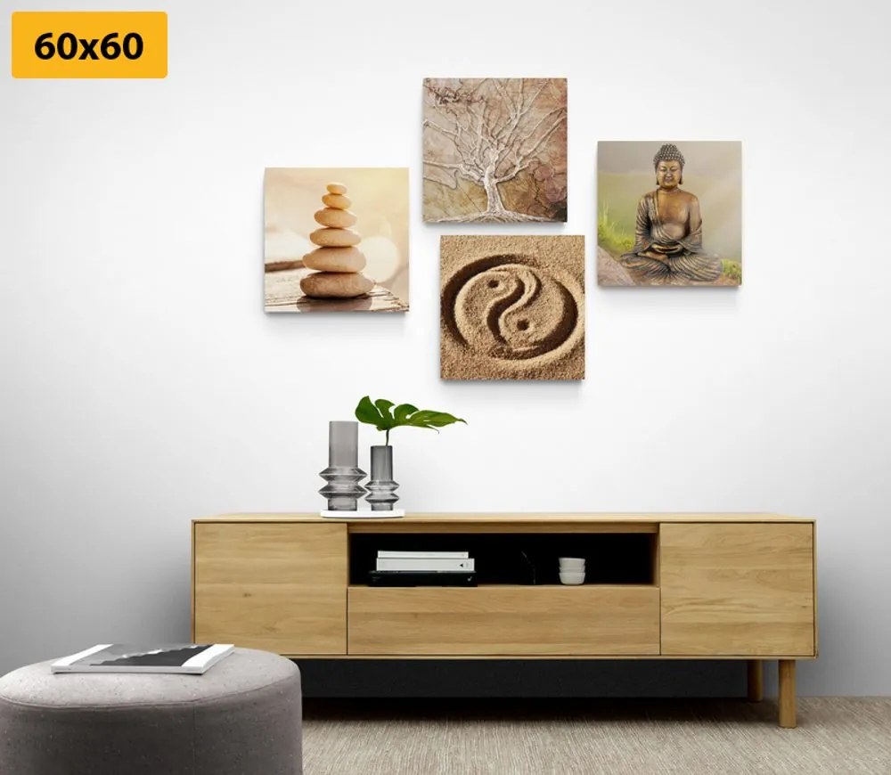 Set di quadri – Feng Shui in tonalità beige