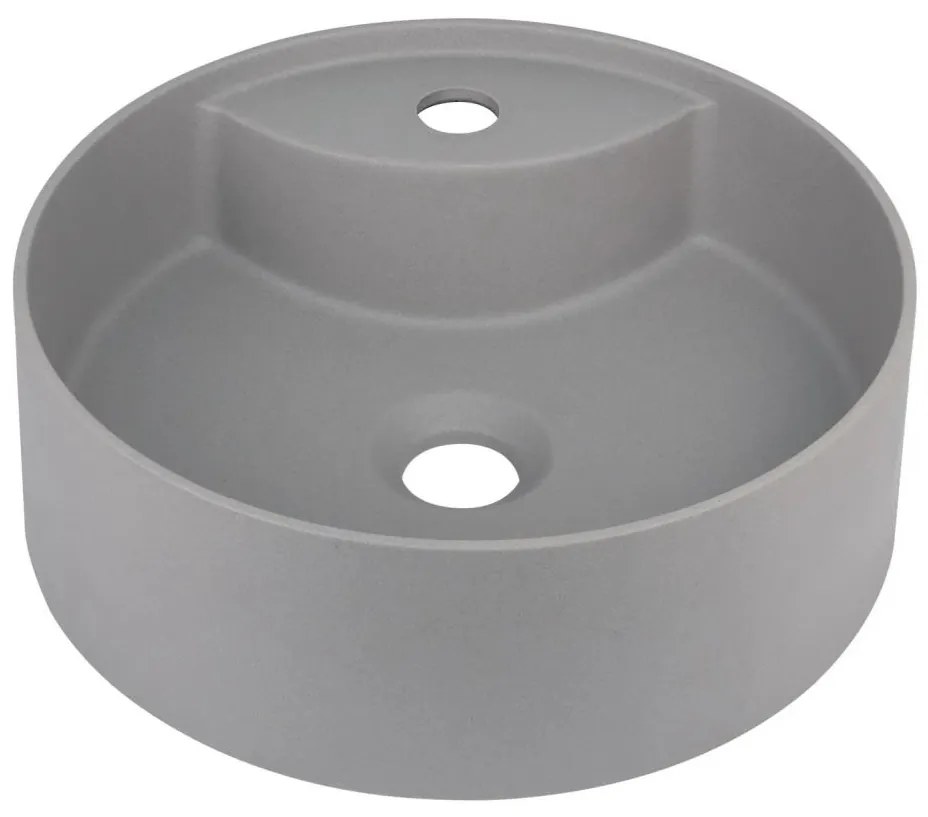 Deante CQS_SU4B - Lavabo da appoggio SILIA con foro rubinetteria, Ø 36 cm, granito/grigio metallizzato