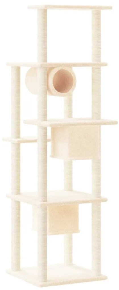 Albero per gatti con tiragraffi in sisal crema 169 cm