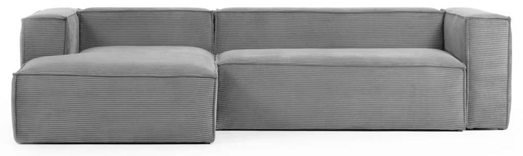 Kave Home - Divano Blok 3 posti chaise longue sinistra in velluto a coste spesse grigio 300 cm