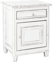 Comodino legno bianco 1 anta 1 cassetto Colette cm 50 x 40 x 65