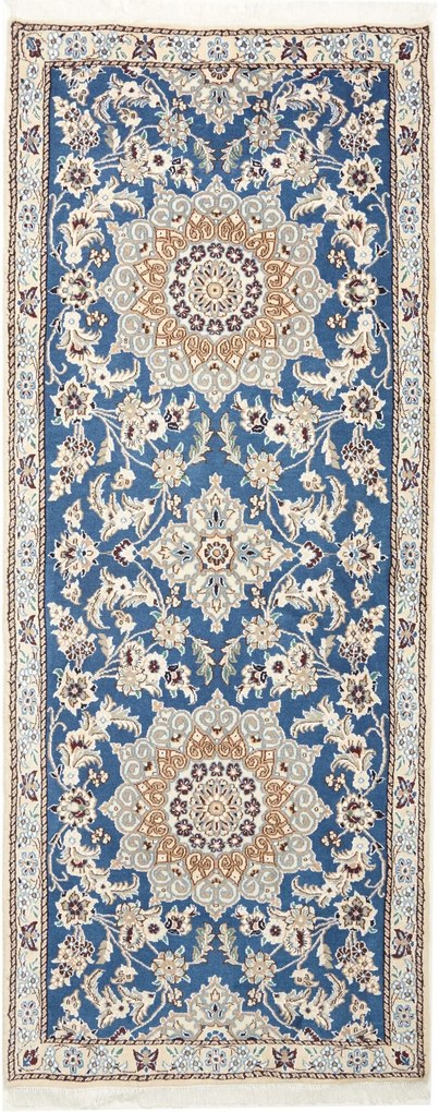 Nain Tappeto 200x80 Blu (Iran) Annodato A Mano