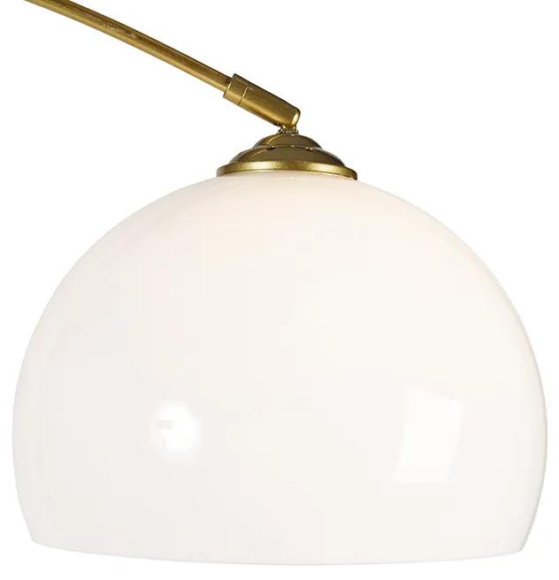 Lampada ad arco moderna in ottone con paralume bianco - Arc Basic