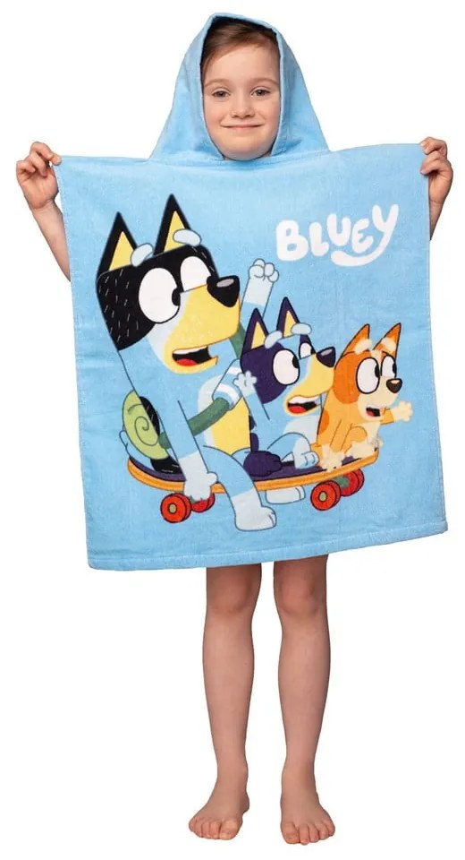 Poncho per bambini blu in cotone 3-8 anni Bluey Skate – Jerry Fabrics