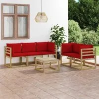 Set Salotto da Giardino 6 pz con Cuscini Rossi 3065125