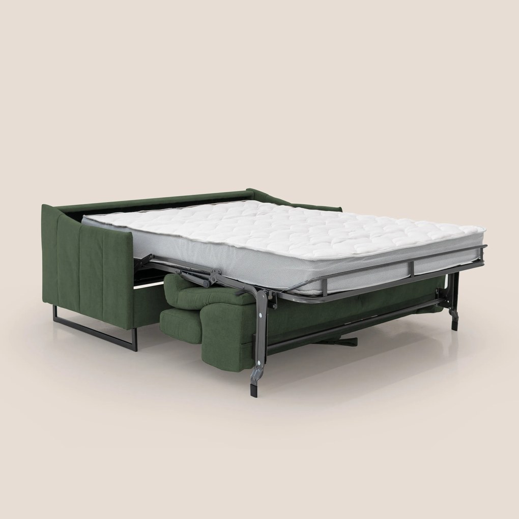 Loto divano letto salvaspazio materasso H18 cm con piedi alti in morbido tessuto impermeabile T14 verde