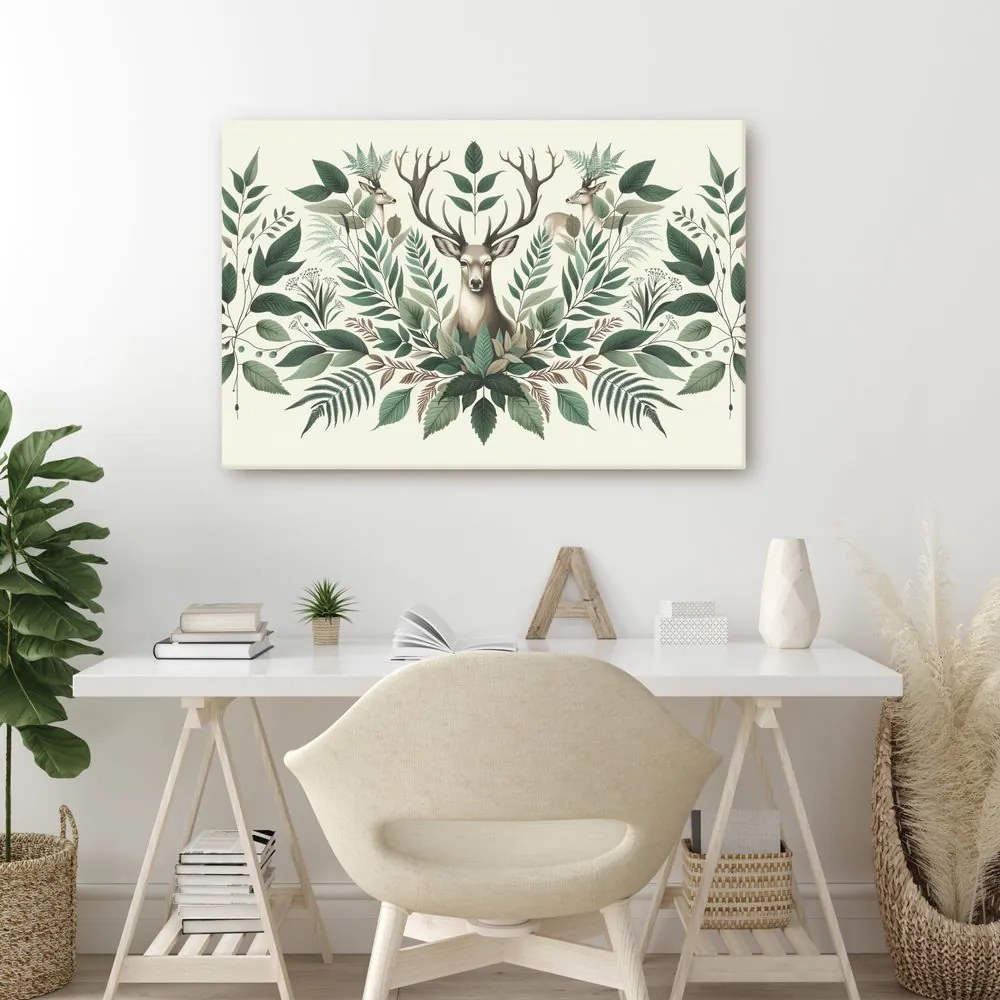 Quadro su tela – Cervo con corona di rami