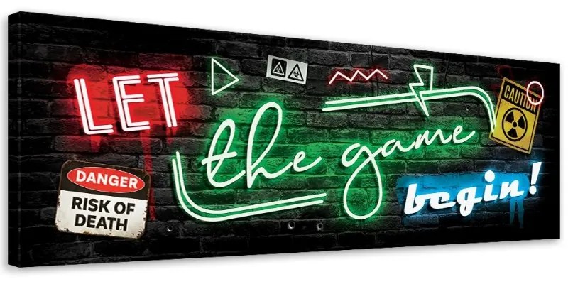 Quadro su tela, Iscrizione per il giocatore Neon Gaming  Dimensioni 150x50