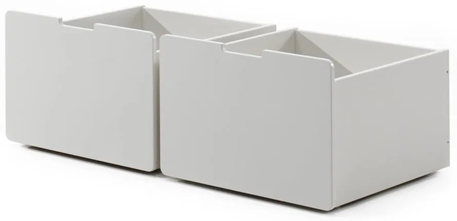 Cassetti bianchi sotto il letto dei bambini 2 pezzi Pino - Vipack