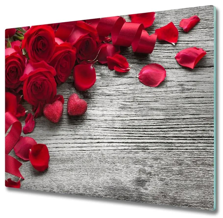 Tagliere in vetro Rose rosse 60x52 cm