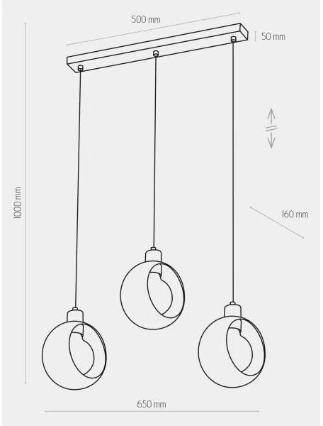 Lampadario a sospensione con filo CYKLOP 3xE27/60W/230V bianco